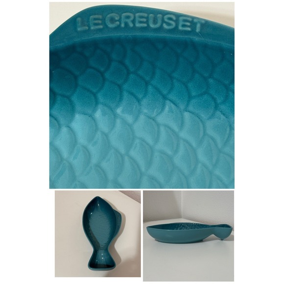 Le Creuset Caribbean Blue Small Fish Dish - Discontinued Color - Stoneware - VTG - Picture 2 of 13